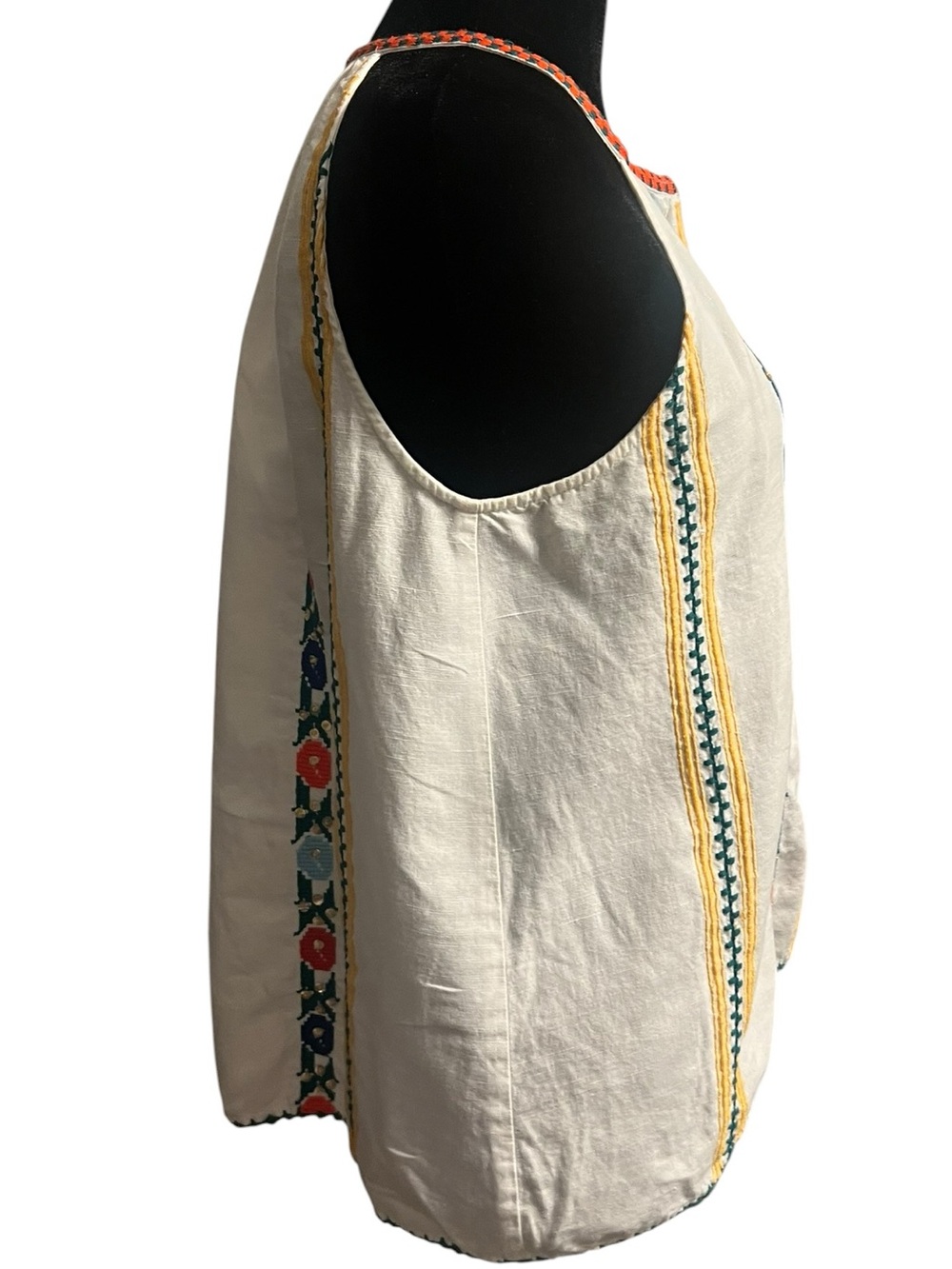 Anthropologie Love Sam Jillian Embroidered cotton linen Top S - Picture 4 of 9
